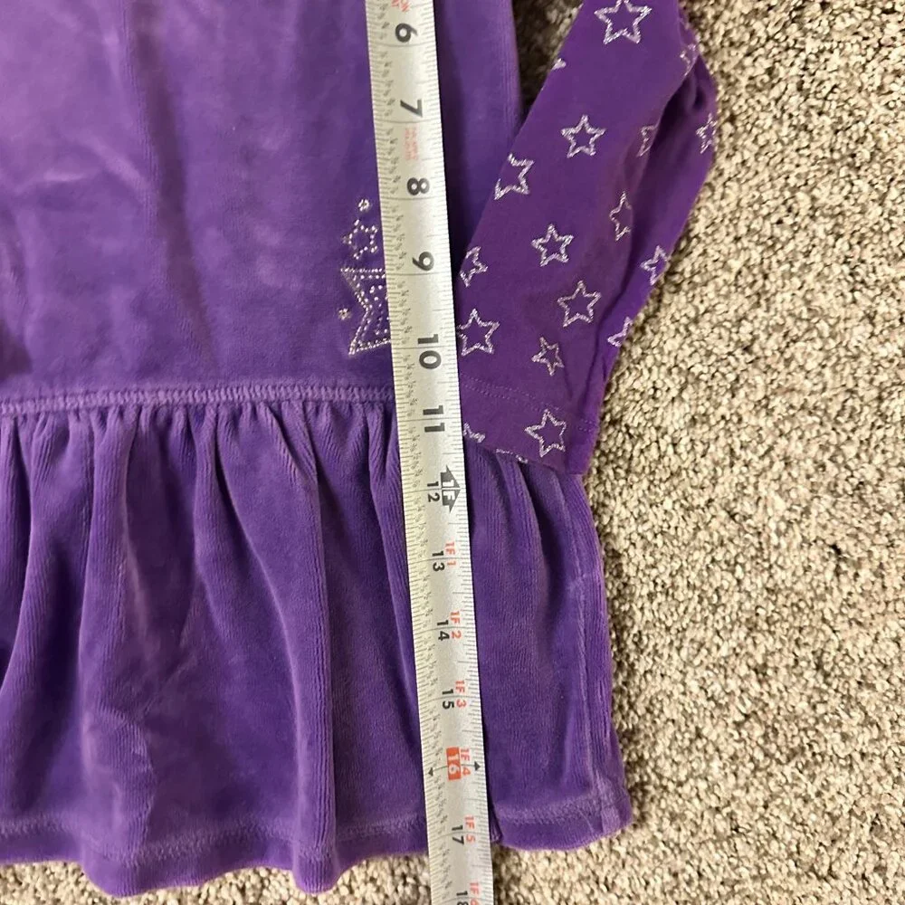 Oshkosh Girl's Purple Velour Dress Toddler 3T Drop Waist Silver Stars Vintage?
